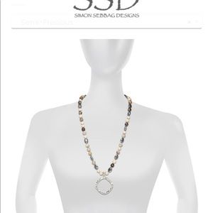 Jewelry designer Simon Sebbag semi precious stone necklace with hammered pendant